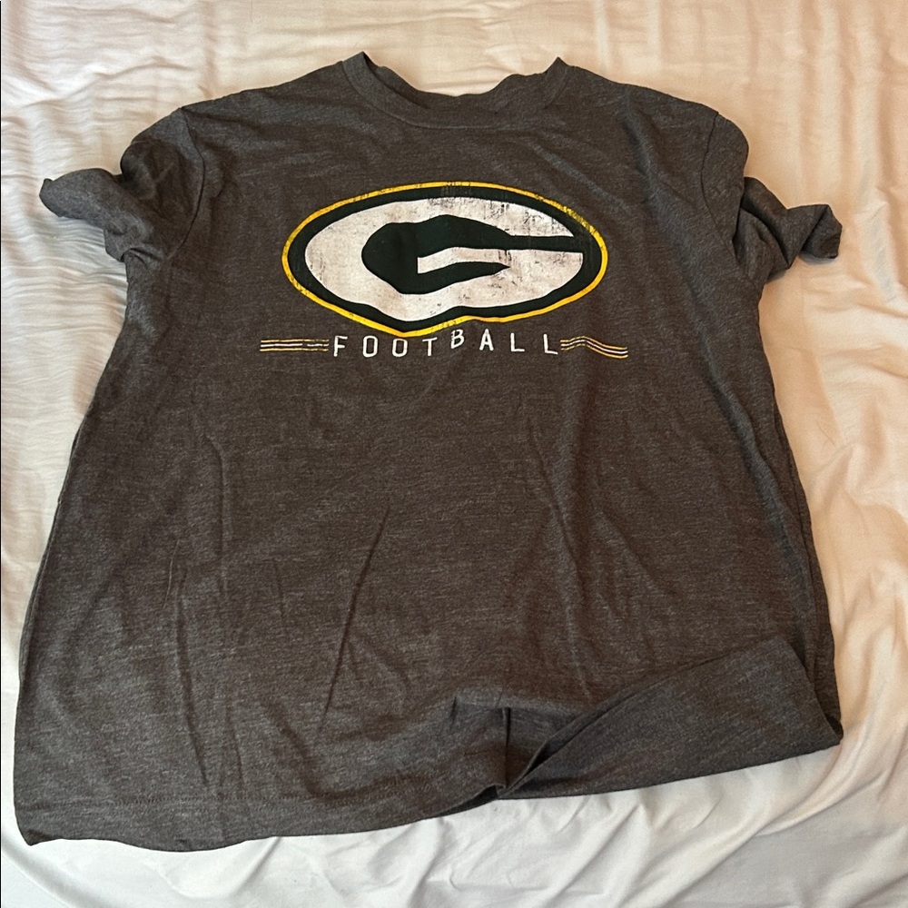 NFL Gray and Green Football Logo T-Shirt